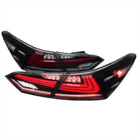 SPEC-D TUNING LED TAIL LIGHTS WITH GLOSSY BLACK HOUSING AND CLEAR LENS, 2PK LT-CAM18BKLED-SQ-RS